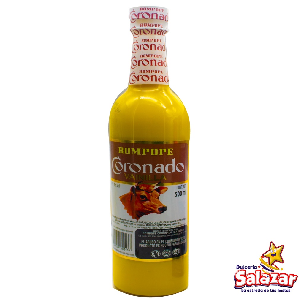 [ABARROTE0278] ROMPOPE VAINILLA CORONADO -BOT.500ML- "C/12/1"