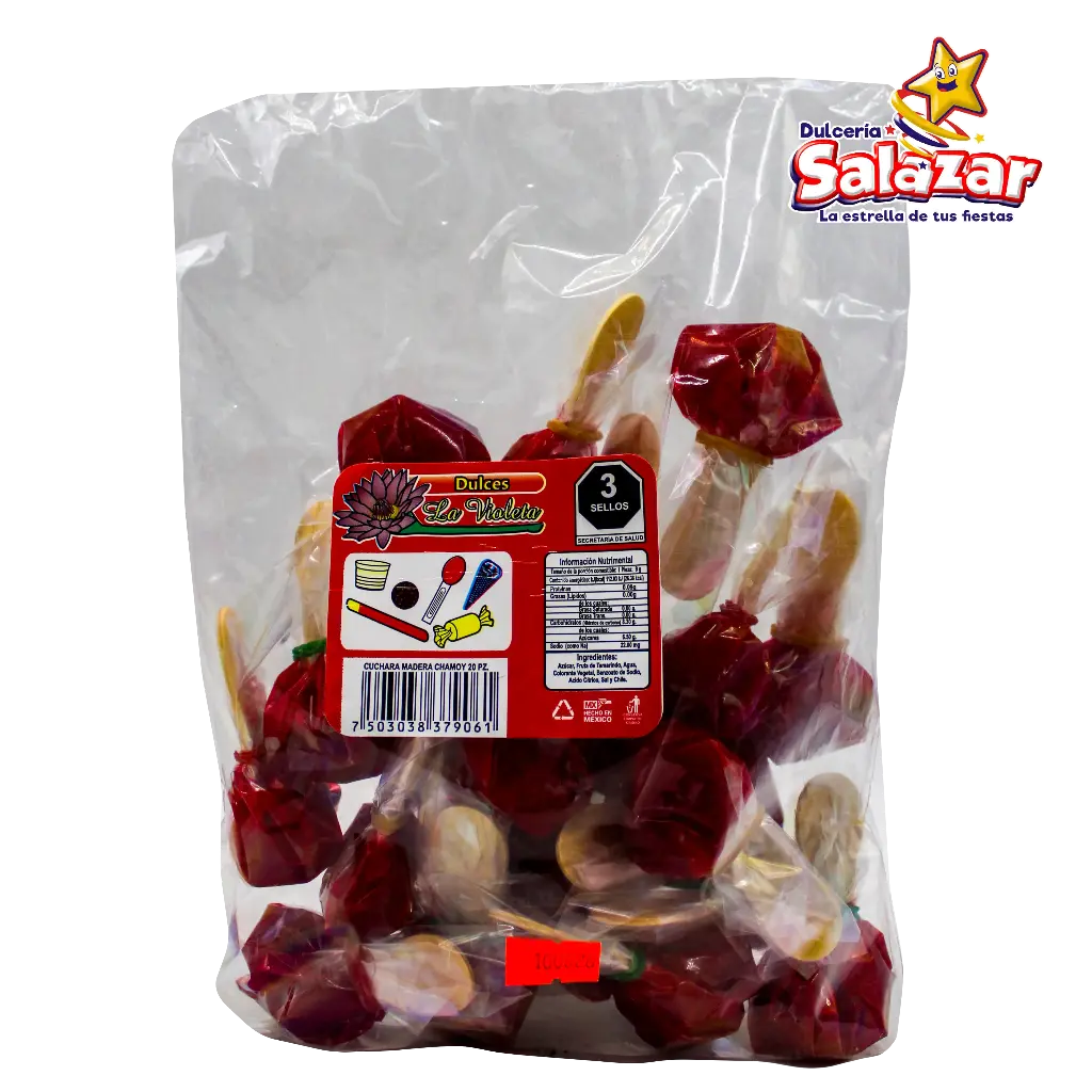 [VIO0062] TAMARINDO VIOLETA CUCHARA MADERA CHAMOY -B.20PZA- "C/28/1"