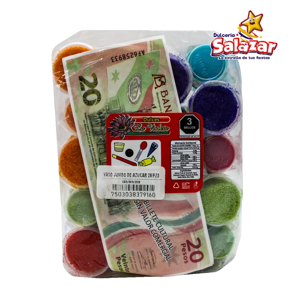 [VIO0016] TAMARINDO VIOLETA VASO AZUCAR JUMBO -D.20PZA- "C/32/1"