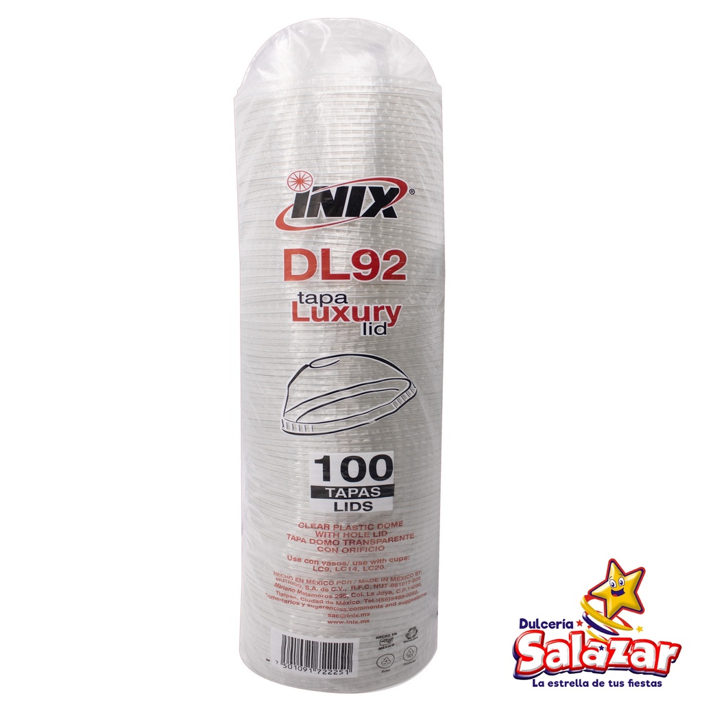 TAPA DL92 DOMO PERFORADA PLASTICO INIX -B.100PZA- "C/10/100"