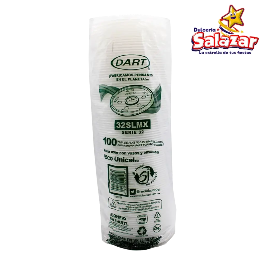 TAPA PLASTICO DART 32 SL RMX P/VASO DE "C/10/100"