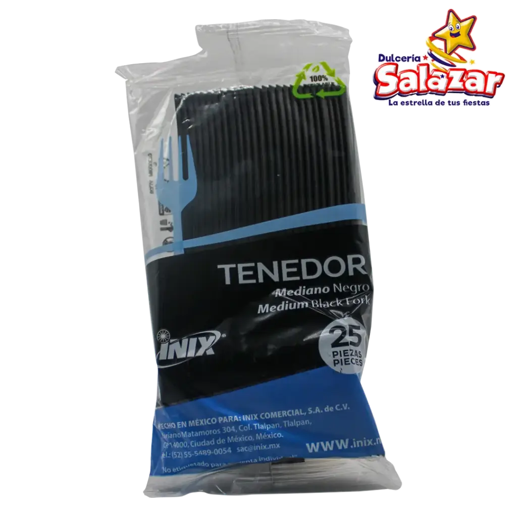 [INIX0127] TENEDOR NEGRO INIX -B.25PZA- "C/40/25"