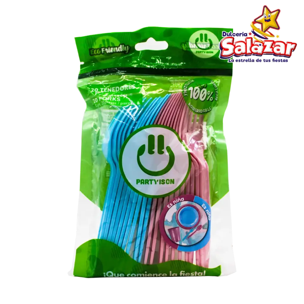 TENEDOR NIÑA Y NIÑO PLASTICO -B.20P- "C/12/20"