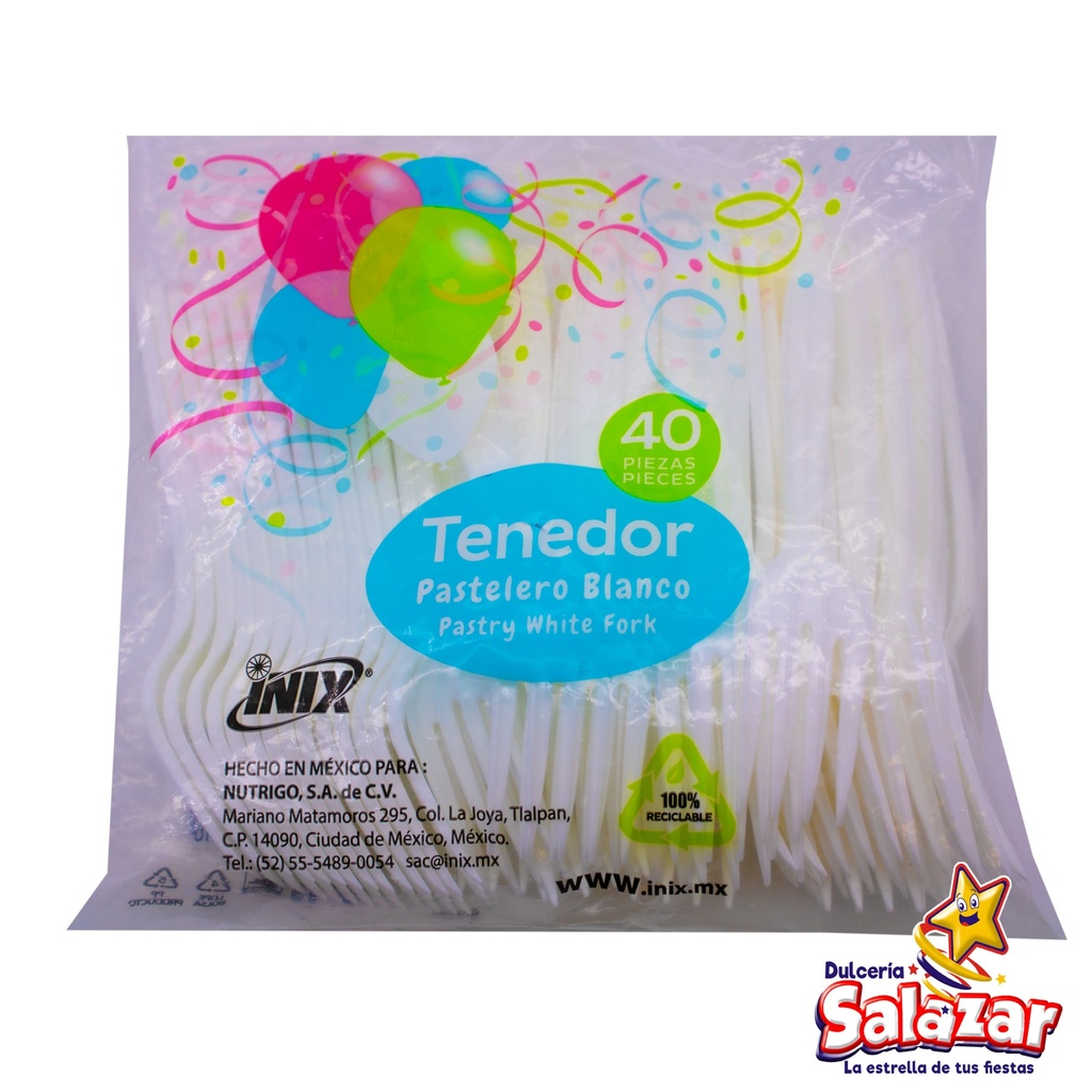 [INIX0072] TENEDOR BLANCO PASTELERO INIX -B.40PZA- "C/50/40"