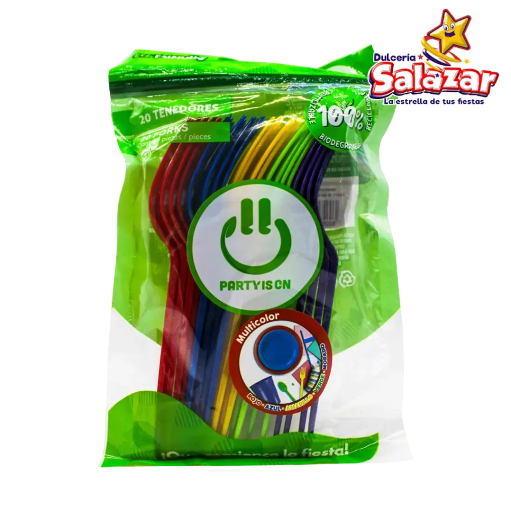 TENEDOR PLASTICO MIX MULTICOLOR 