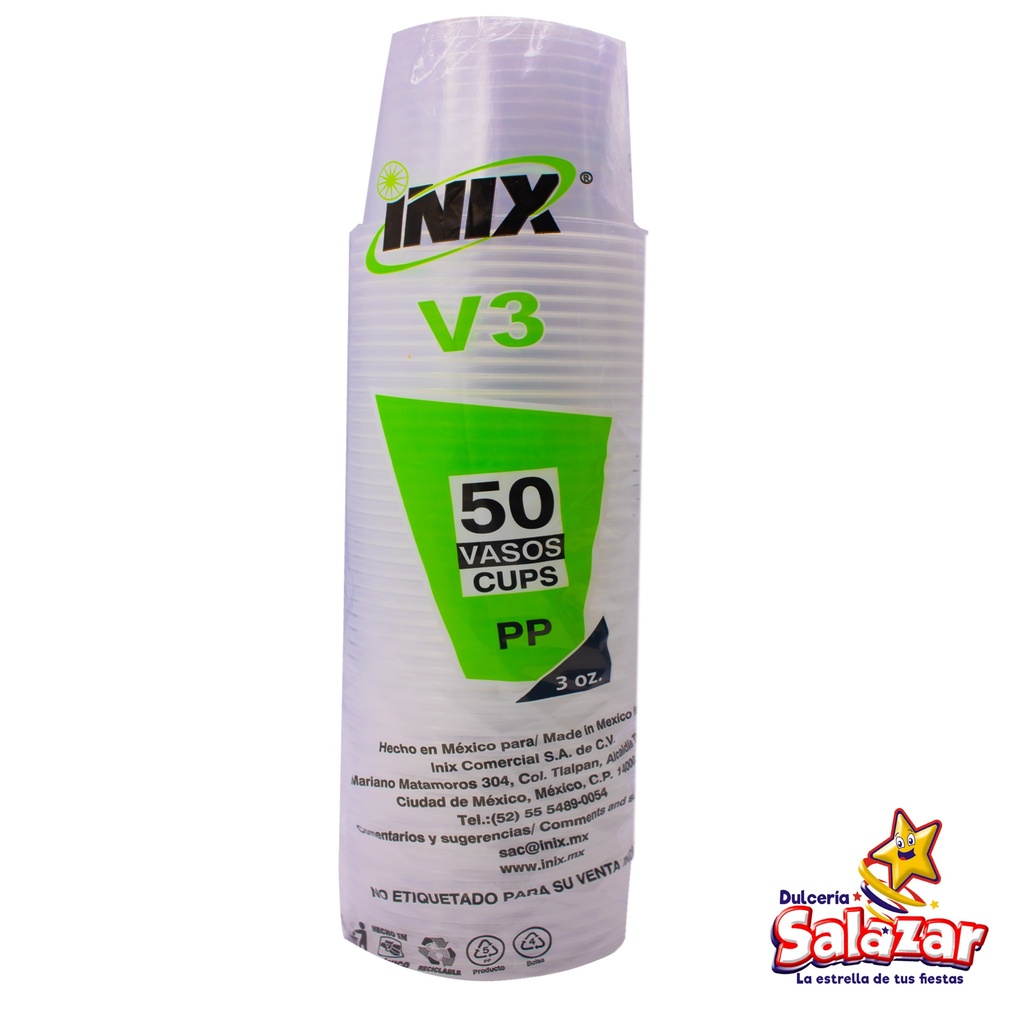 [INIX0013] VASO #3 PLASTICO V3 INIX -B.50PZA- "C/20/50"