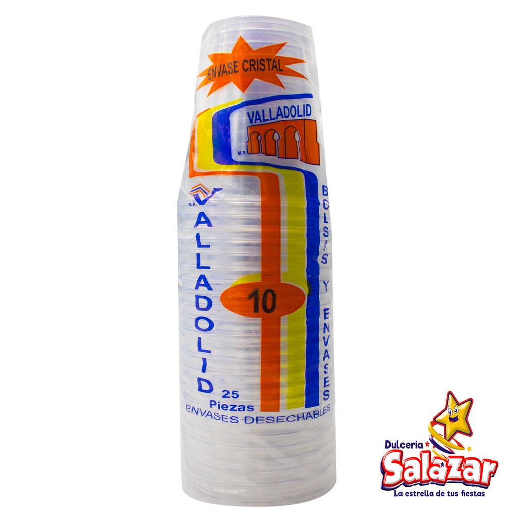 [REYM0180] VASO PLASTICO #10 CRISTAL VALLADOLID -B,25PZA- "C/40/25"