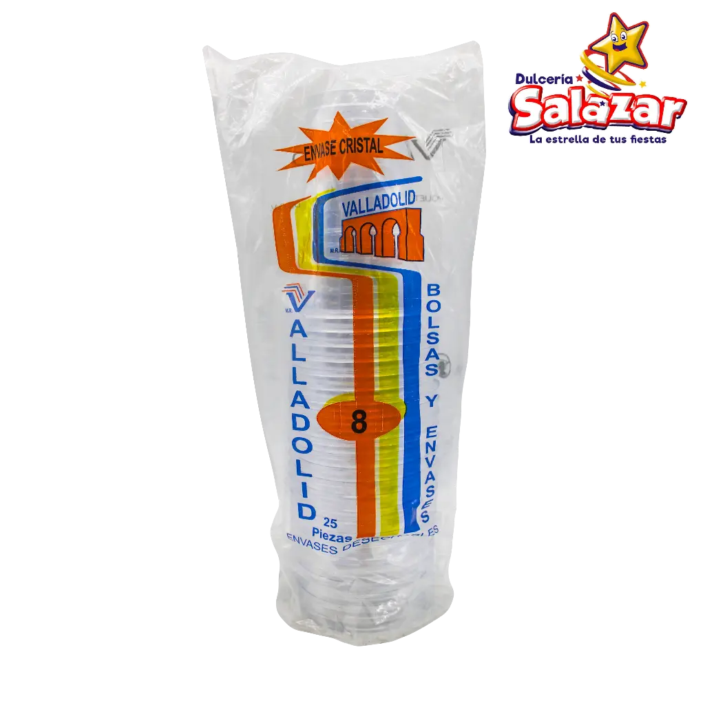 [REYM0383] VASO PLASTICO #8 CRISTAL VALLADOLID -B.25P- "C/40/25"