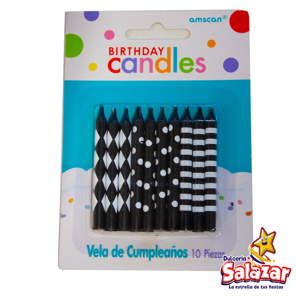 [GRA1049] VELA NEGRA SURTIDA AMSCAN "C/12/10" -D.10PZA- "C/12/10"