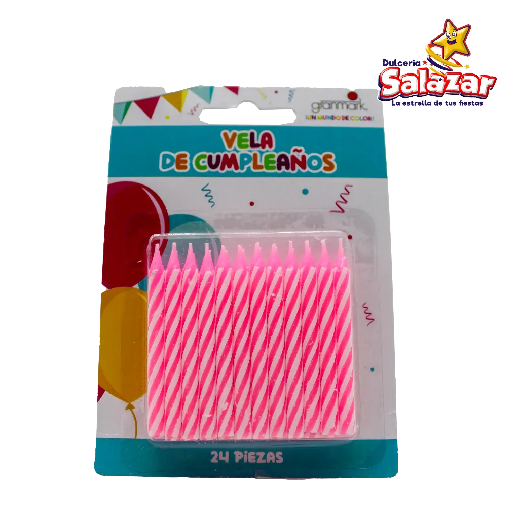 VELA ROSA ESPIRAL CARAMELO AMSCAN -D.24PZA- "C/12/24"