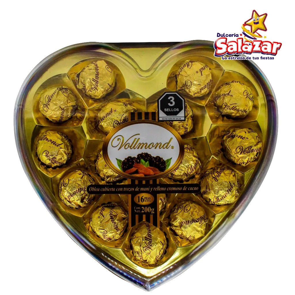 [CHI0117] VOLLMOND CHOCOLATE CORAZON  T16 KALU -E.200G- "C/12/16"