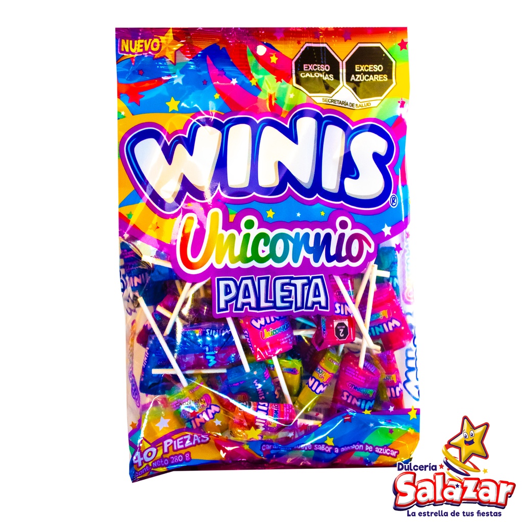 PALETA WINIS UNICORNIO SABORES -B.280G- "C/24/40"