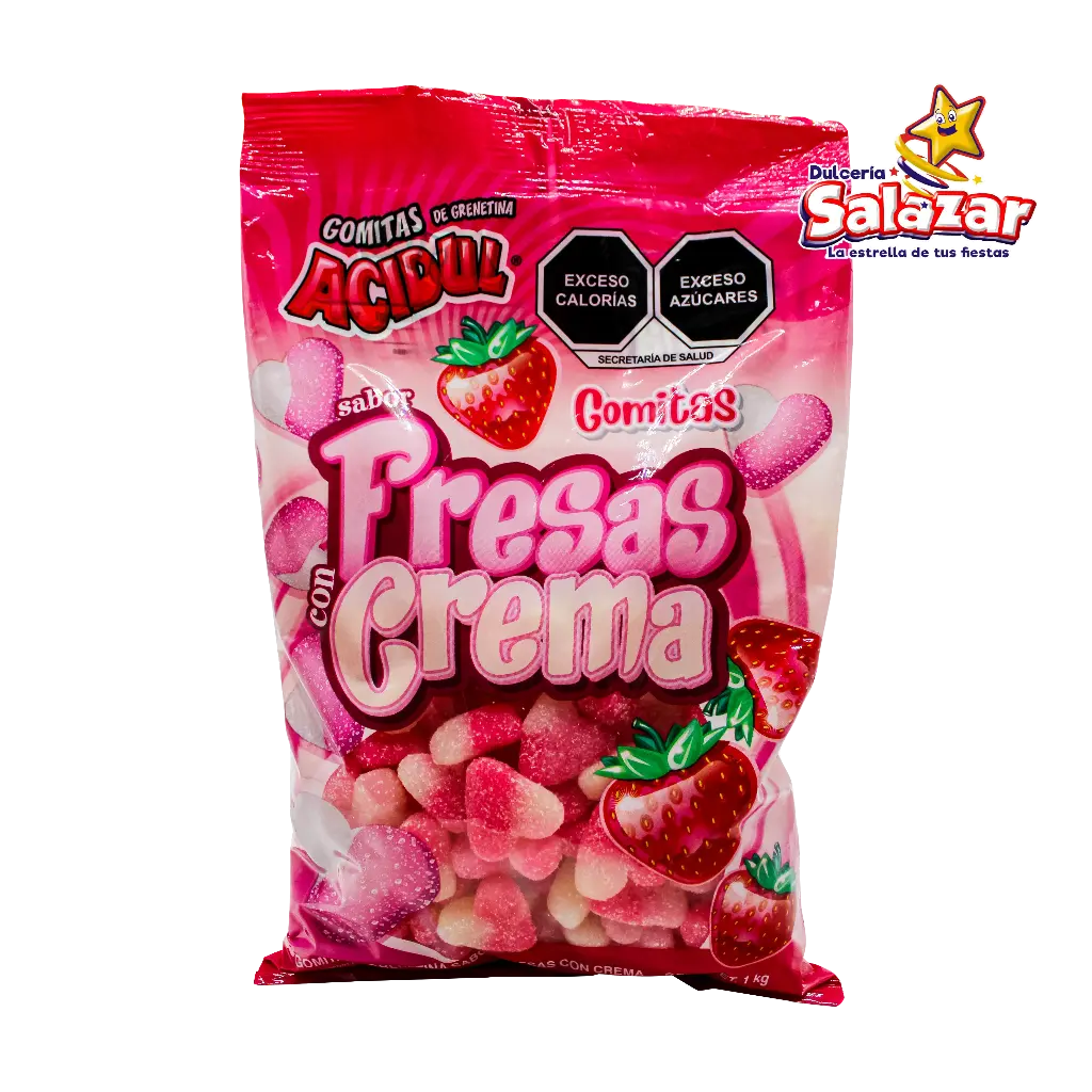 GOMA ACIDUL FRESAS CON CREMA -B.1KG- "C/10/1"
