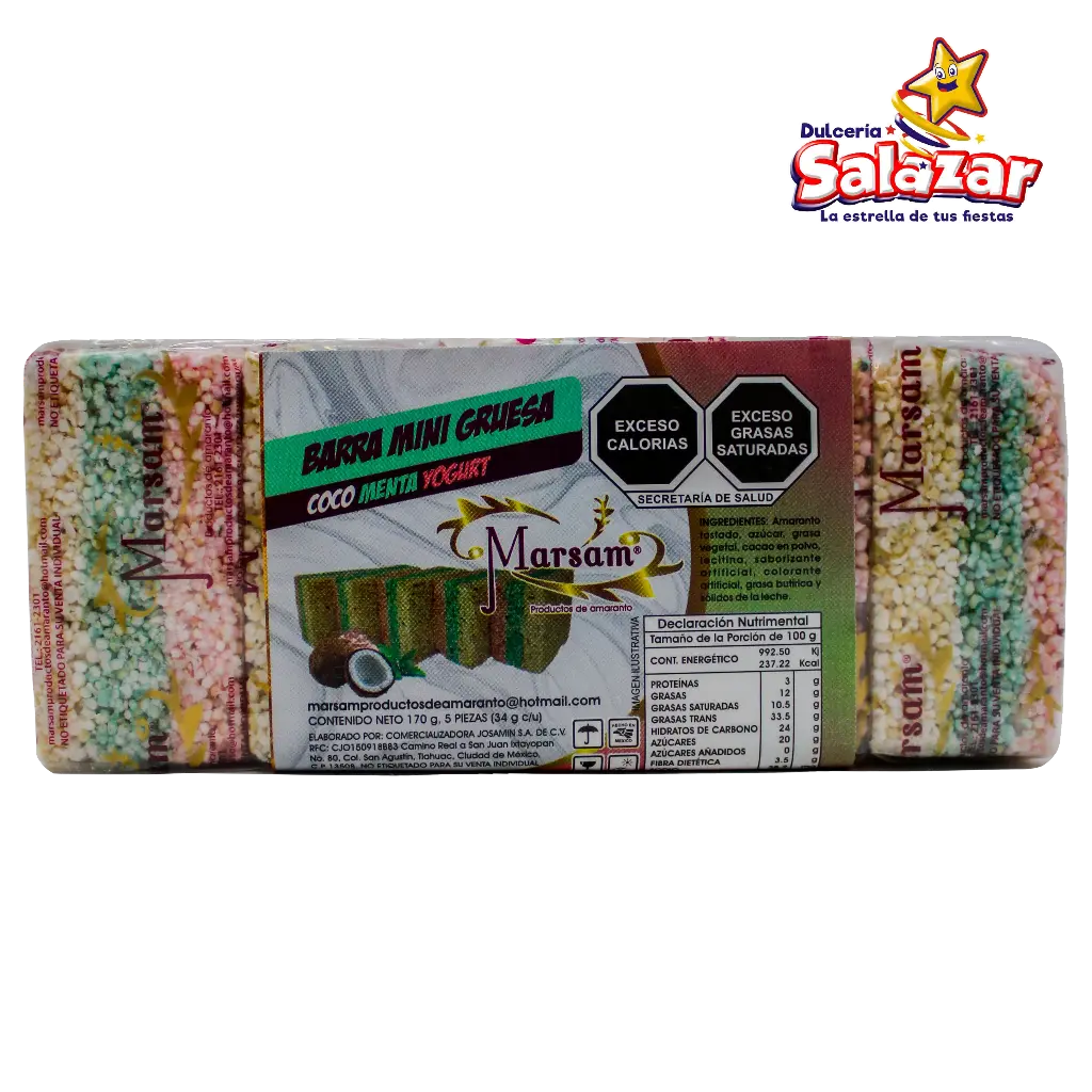 [MARS0038] BARRA MINI GRUESA COCO/MENTA/YOGURT MARSAM -B.170GR- "C/24/5"