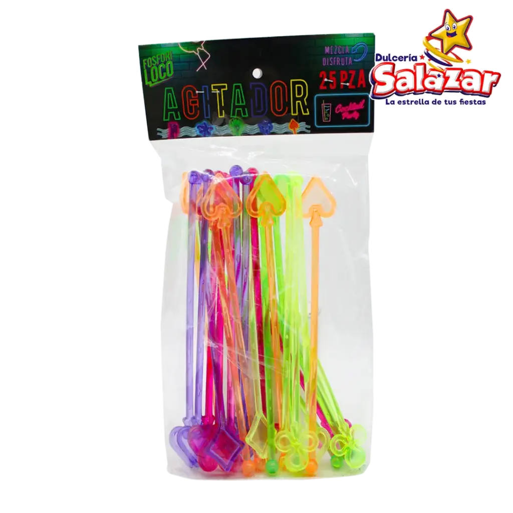 AGITADOR DE BEBIDAS FOSFORI LOCO NEON FFAG002 -D.25PZ- "C/40/25"
