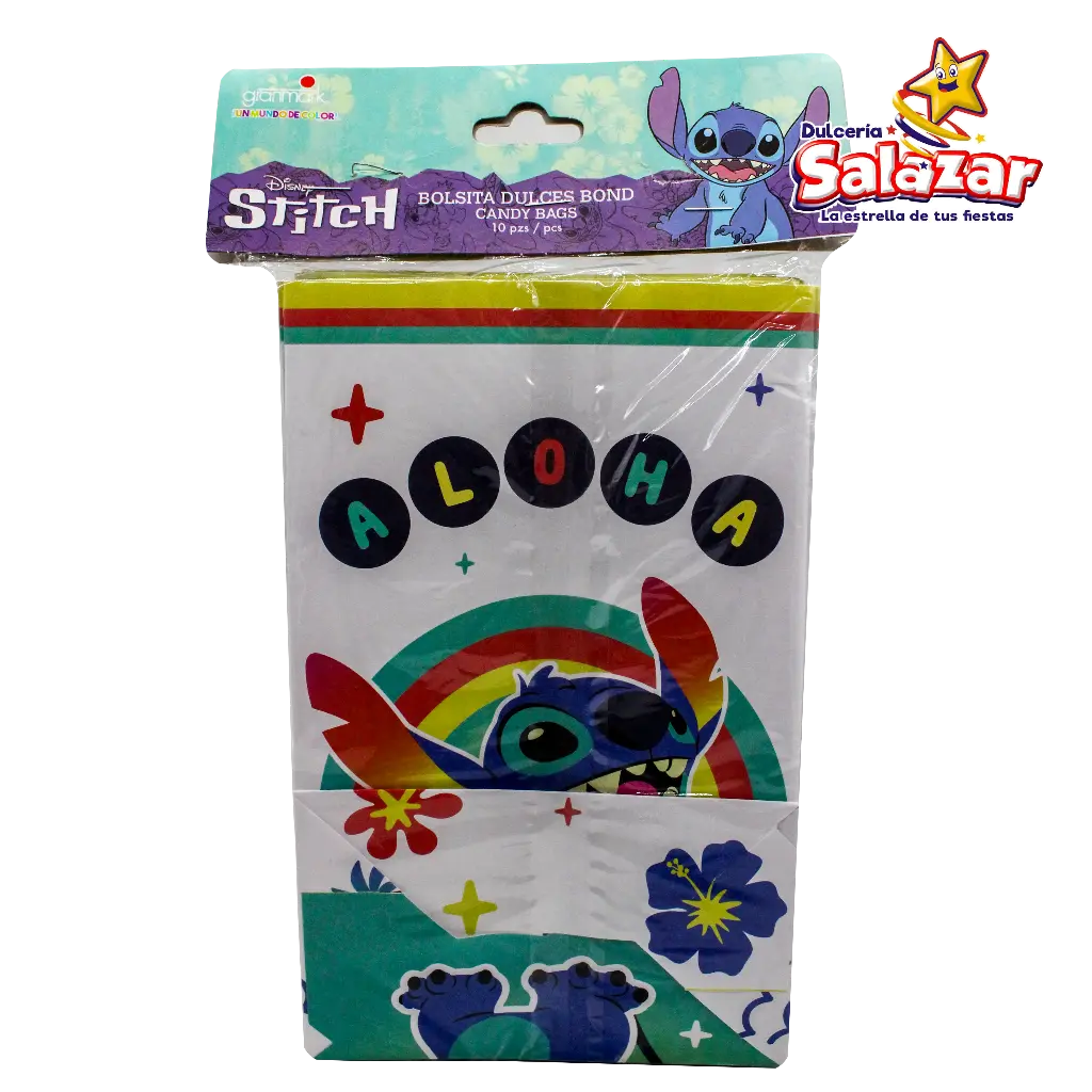 BOLSA DULCERA DE PERSONAJE STITCH BOND C/ASA -B.10PZA- "C/6/10"