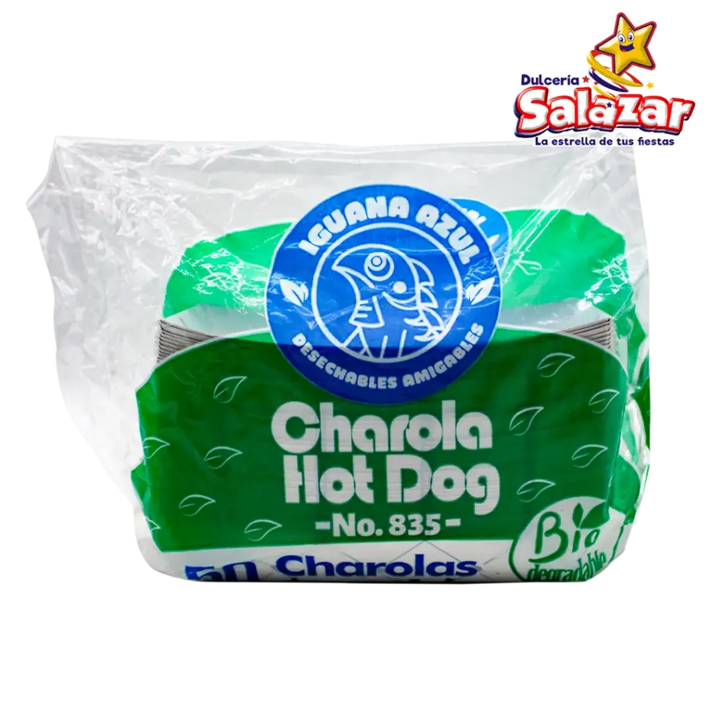 [DAMEX0023] CHAROLA CARTON HOT DOG IGUANA AZUL 835 -D.50PZ- "C/10/50"