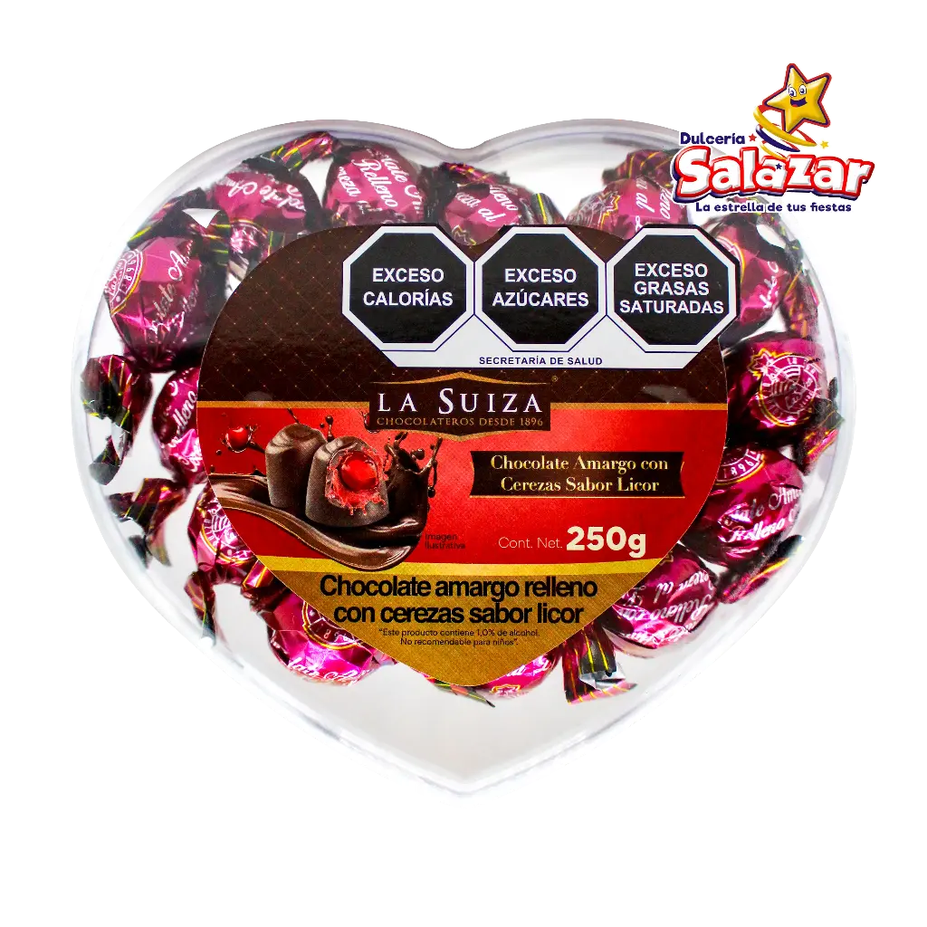 [SUI0052] CHOCOLATE CORAZON CEREZA LA SUIZA -E.250GR.- "C/6/250"