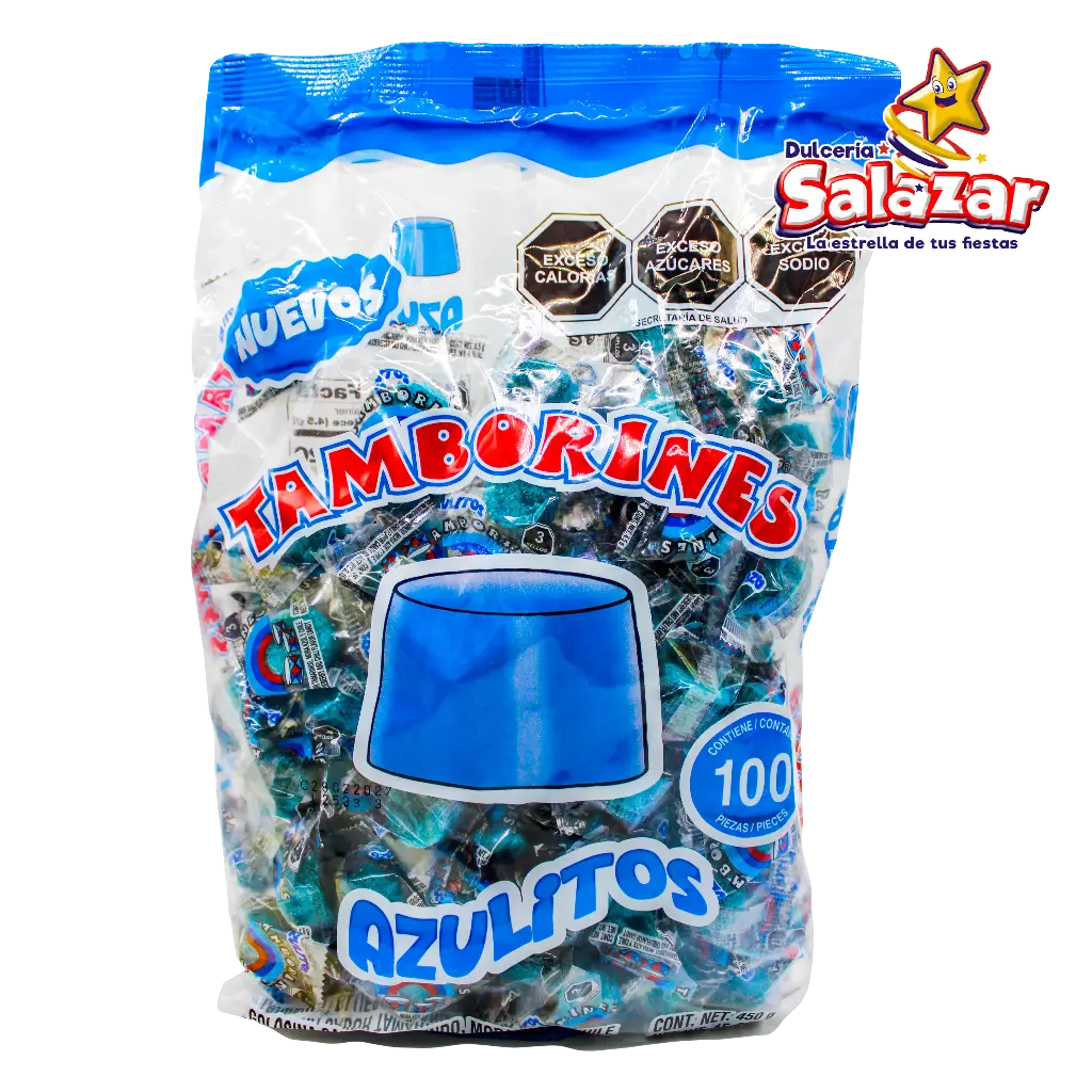 [TEC0084] TAMBORINES AZULITOS TAM 100'P -B.450G- "C/20/100"