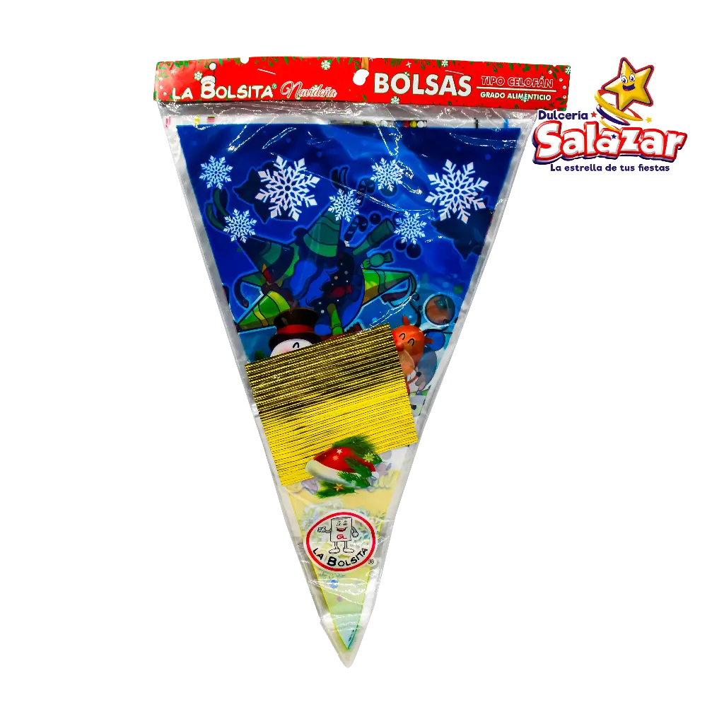 BOLSA CELOFAN CONICA NAVIDAD 25X40  -B.25PZA- "C/80/25"