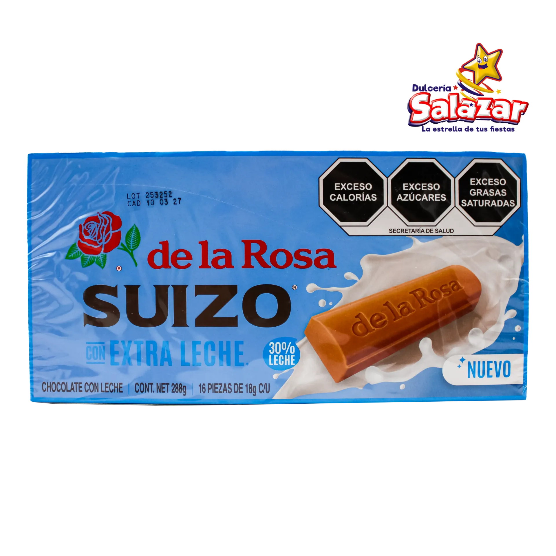 CHOCOLATE SUIZO EXTRA LECHE DLR -D.288GR- "C/20/16"