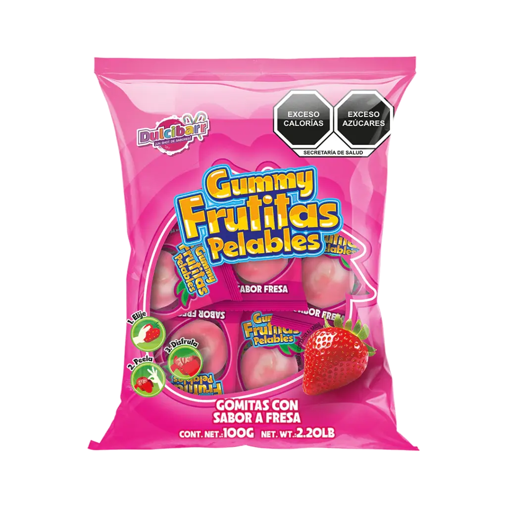 [DES0030] GUMMY FRUTITAS PELABLES FRESA DULCIBARR -B.100GR- "C/30/1"