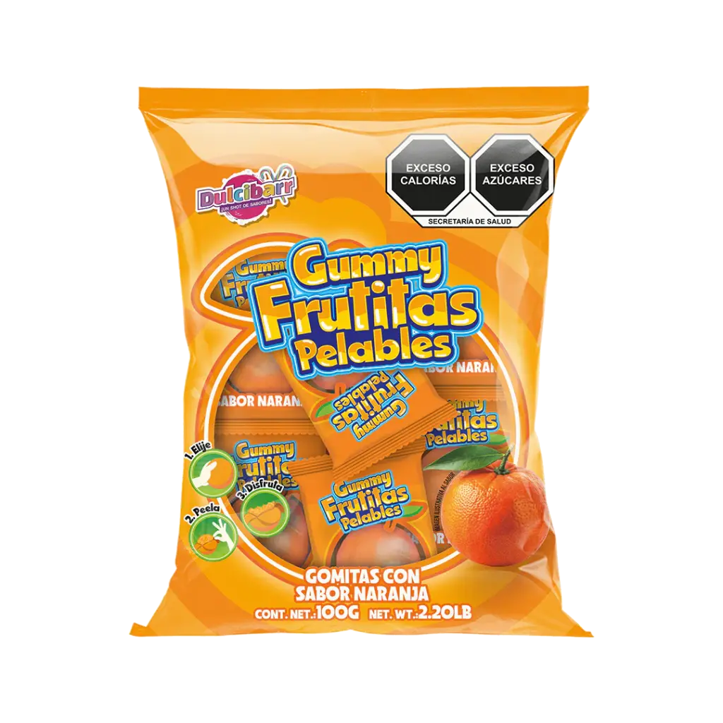 GUMMY FRUTITAS PELABLES NARANJA DULCIBARR -B.100GR- "C/30/1"