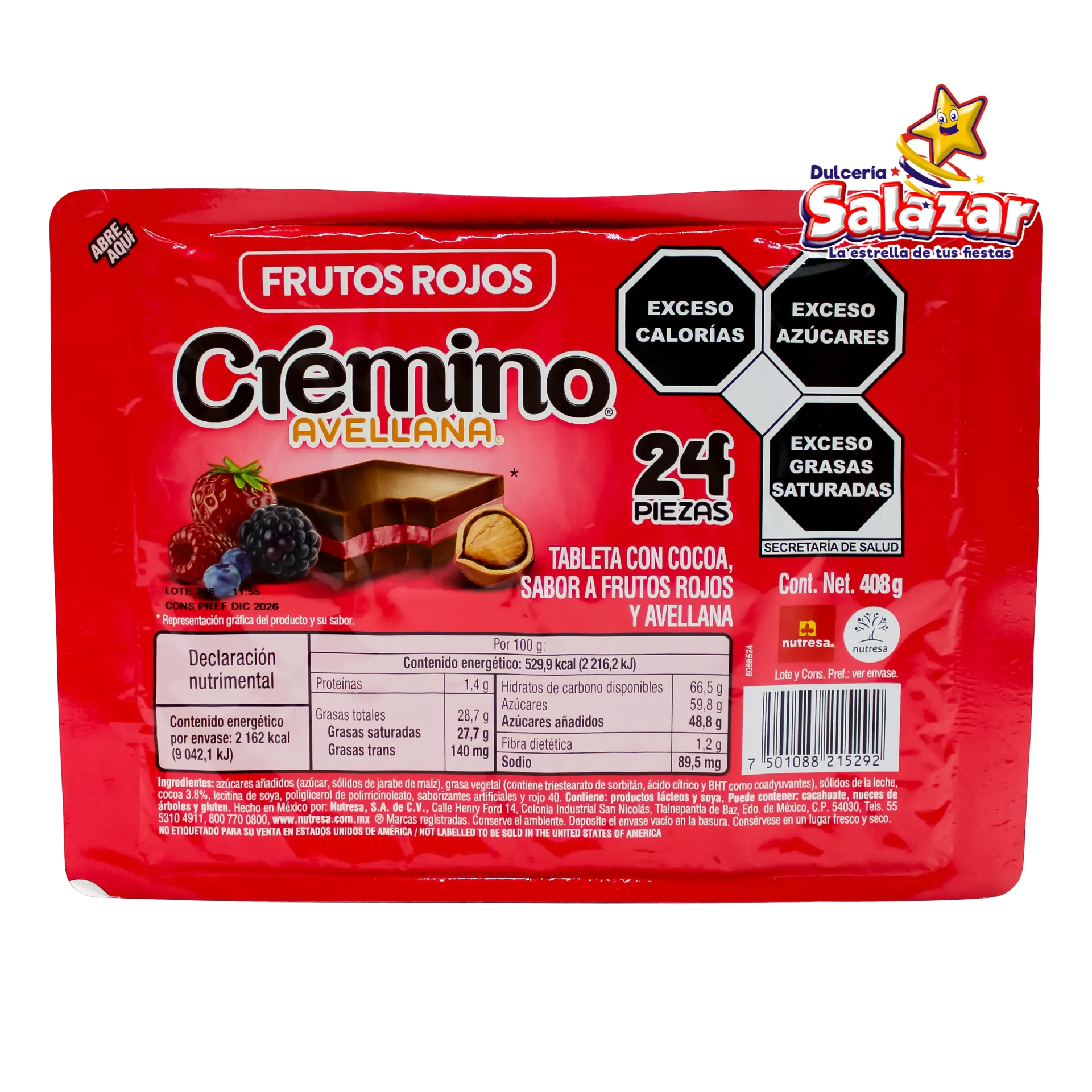 [NUT0075] CREMINO FRUTOS ROJOS -D.408G- "C/16/24"