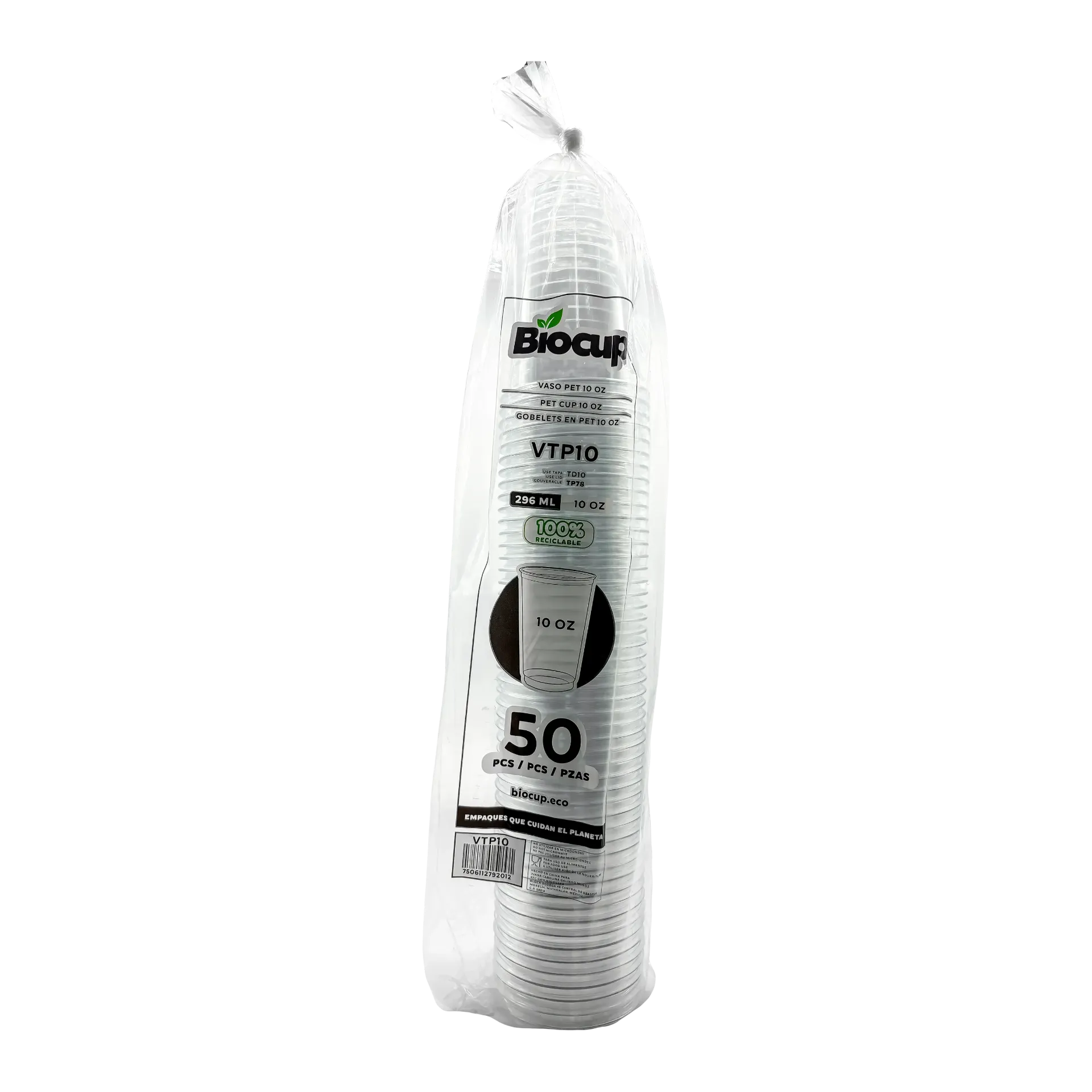 [CUP0019] VASO PET BIOCUP NO. VTP10 (10OZ) B.50PZ "C/20/50"